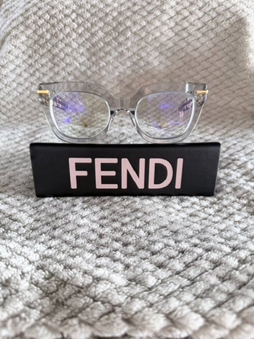 Fendi Fendigraphy FE50065I 020 Transparent Grey Square Eyeglasses 50-21-140